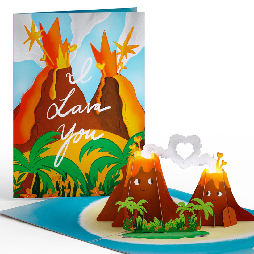 I Lava You Lovepop hand lettered greeting card illustration by Annie Fox Design